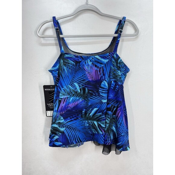 Miraclesuit Tankini Swim Top Sz 8 Royal Palms Mirage Underwire Tummy Control NEW - Picture 6 of 11